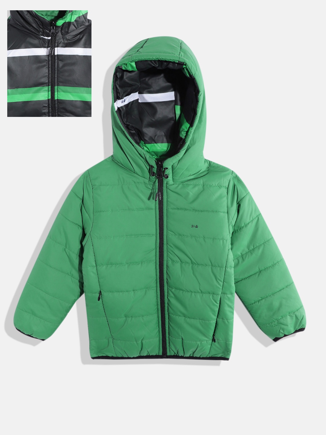 

Okane Boys Green Solid Reversible Hooded Padded Jacket