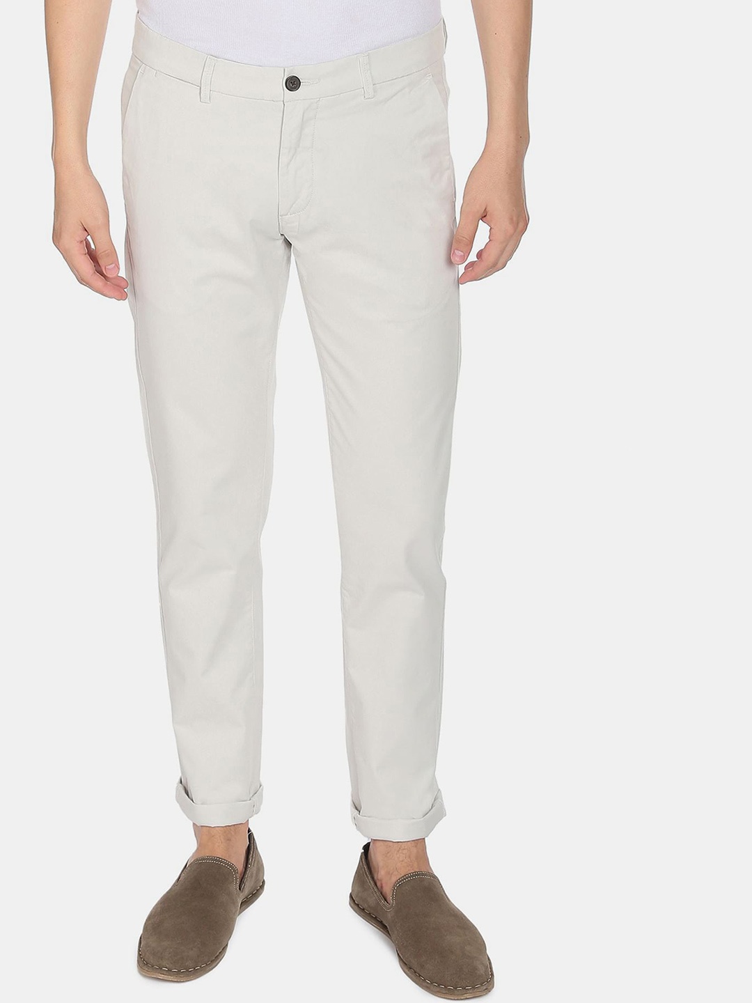 

Arrow Sport Men Off White Slim Fit Low-Rise Trousers