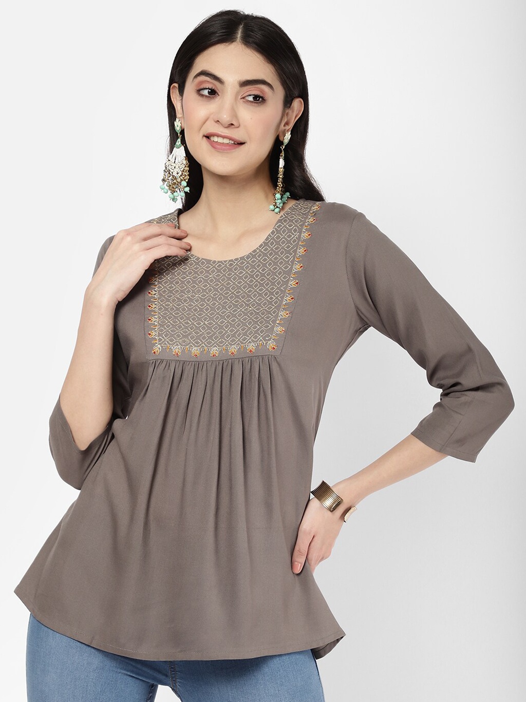 

R&B Women Grey Solid Top