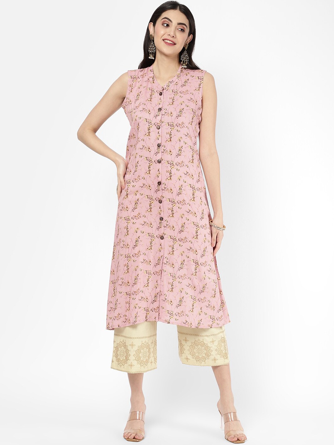 

R&B Women Pink Floral Printed Kurta