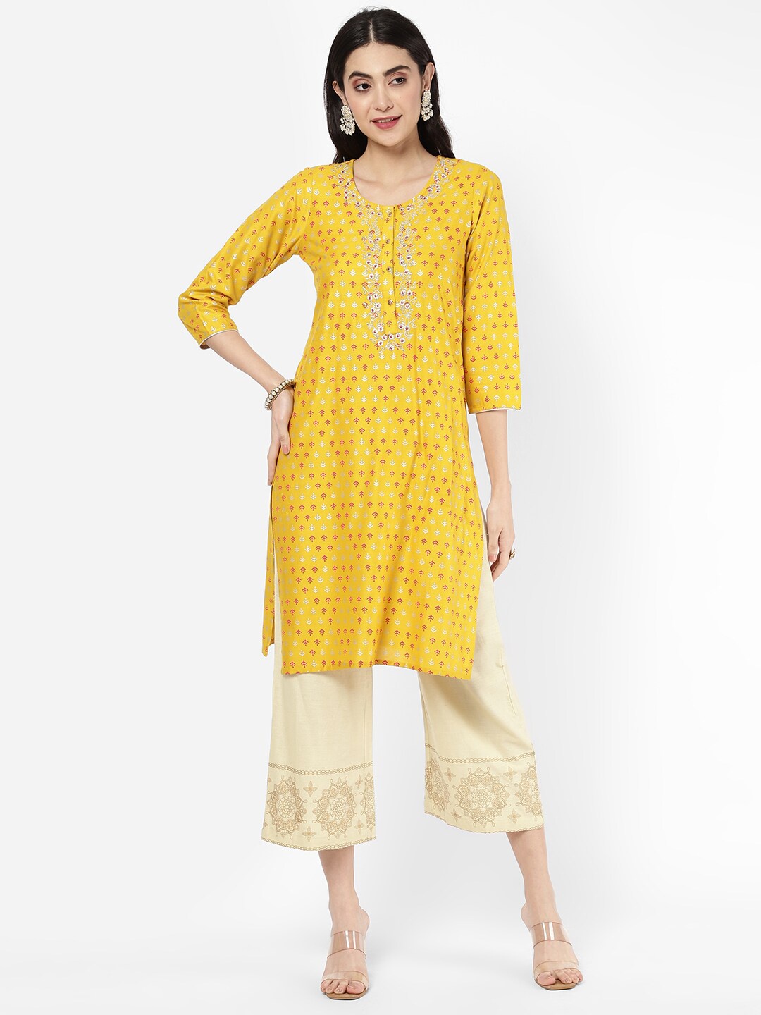 

R&B Women Yellow Ethnic Motifs Printed Kurta