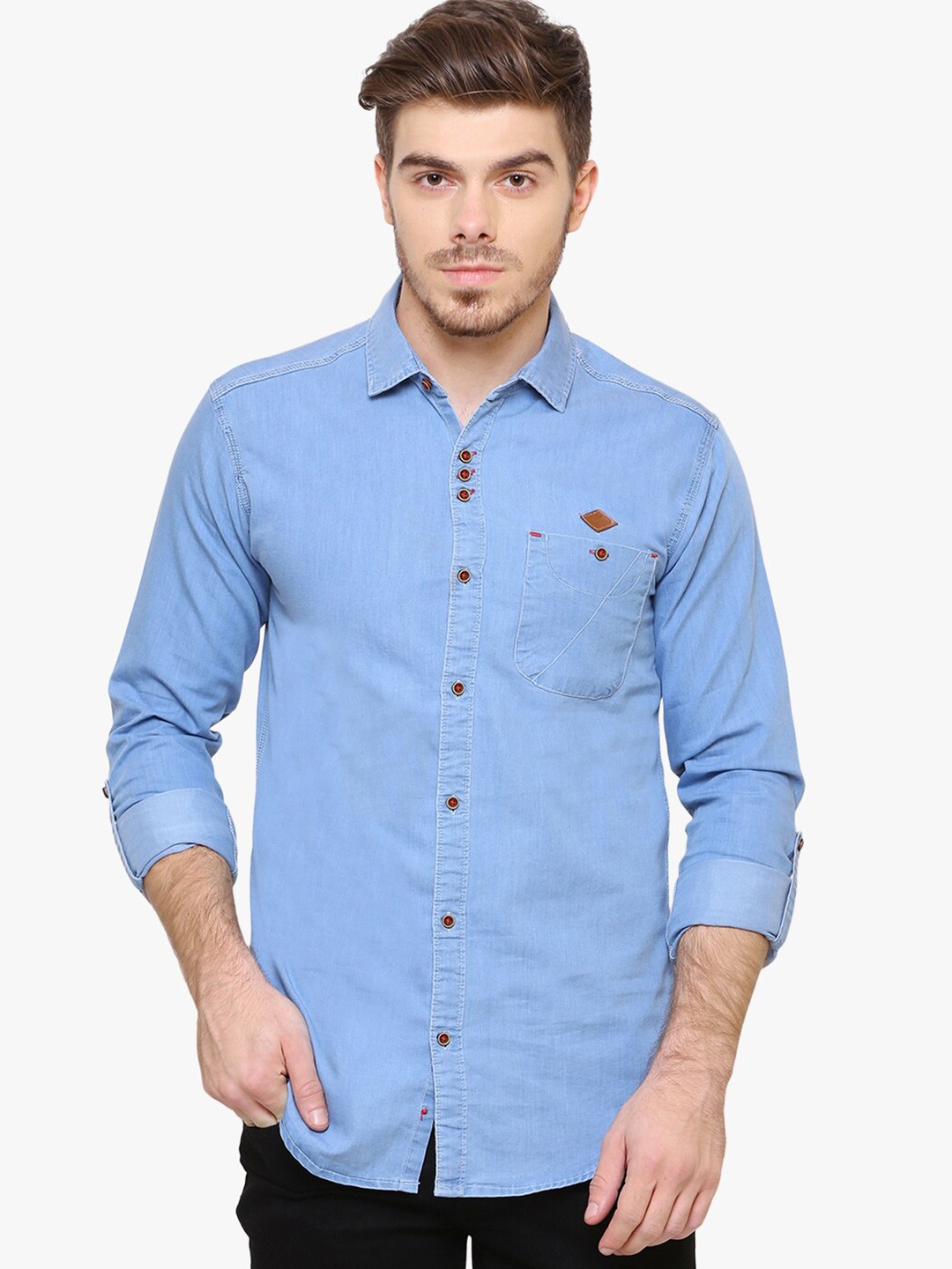 

Kuons Avenue Men Blue Smart Slim Fit Cotton Casual Shirt