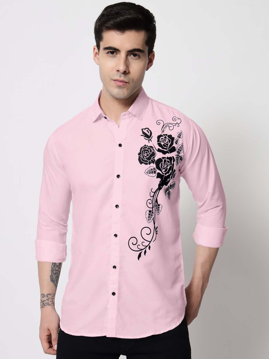

Zombom Standard Floral Printed Casual Shirt, Pink