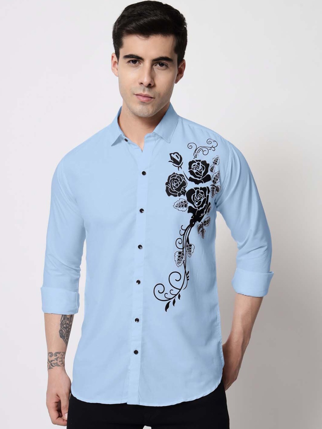 

Zombom Standard Floral Printed Casual Shirt, Blue