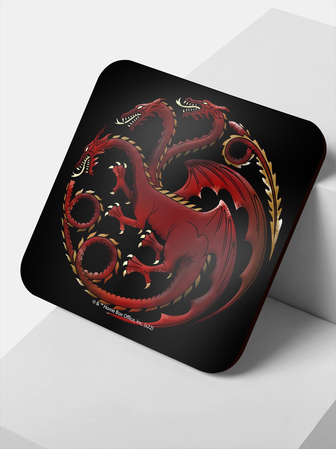 

macmerise Set Of 6 Red Printed Square Coasters