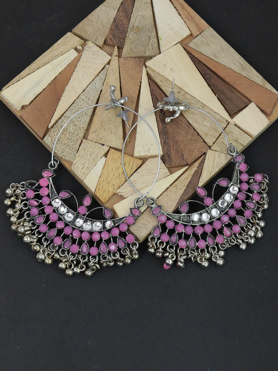 

Krelin Pink Circular Chandbalis Earrings