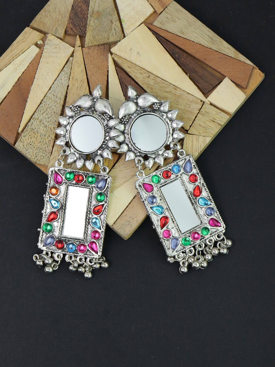

Krelin Silver Plated & Pink Geometric Drop Earrings