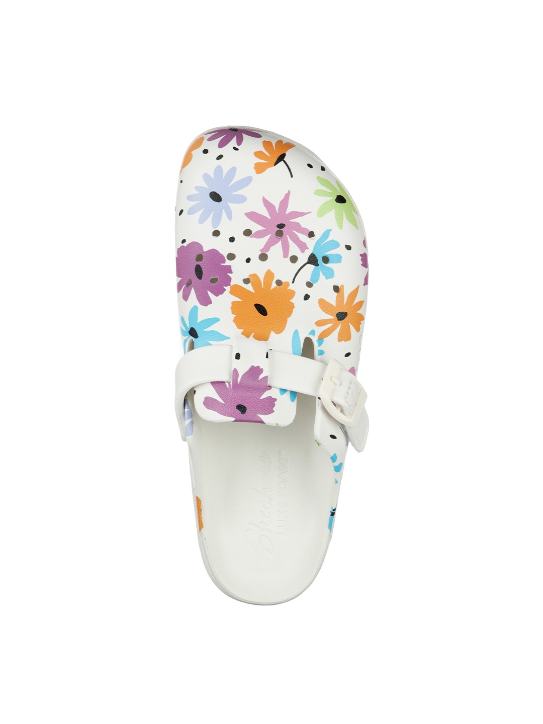 

Skechers Women White & Purple Printed Clogs