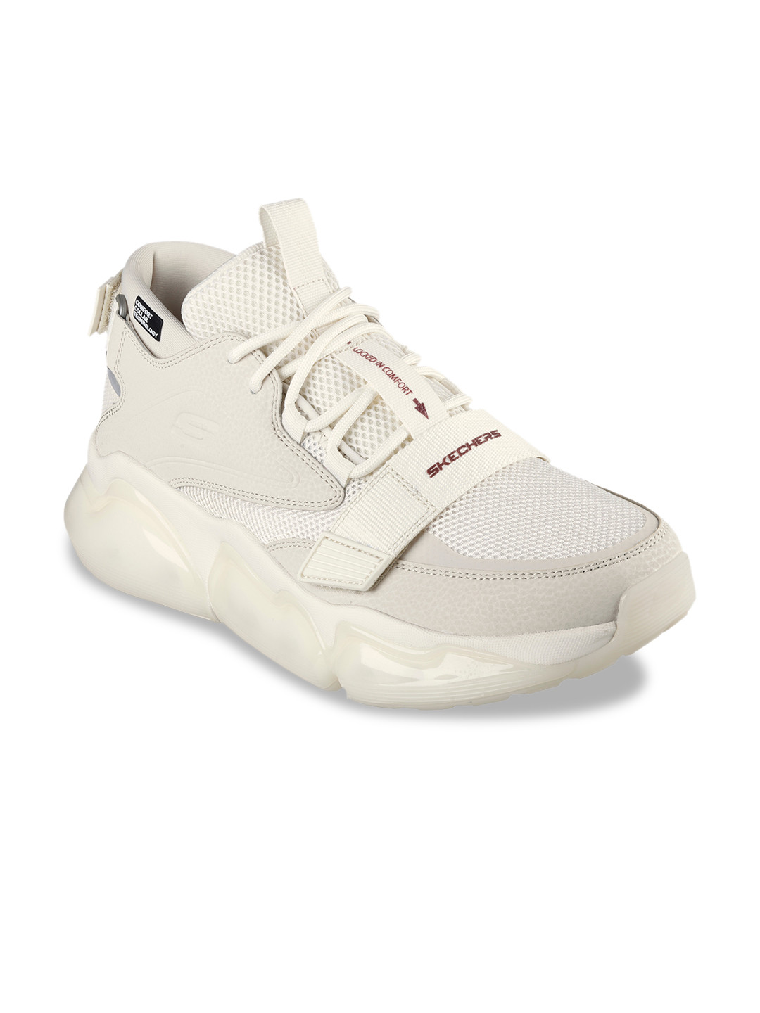 

Skechers Men White Woven Design Leather Sneakers