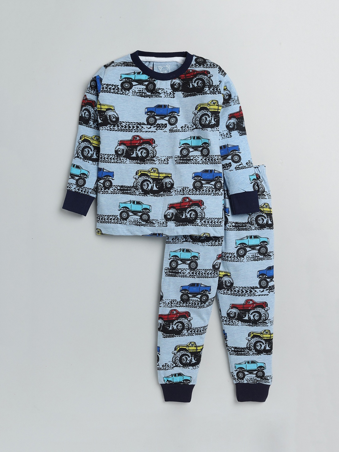 

YK Boys Blue & Red Printed Night suit