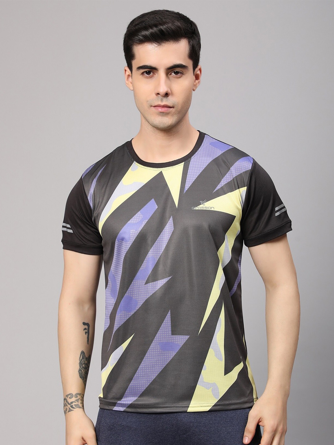

Dpassion Printed Round Neck Dry Fit T-shirt, Black