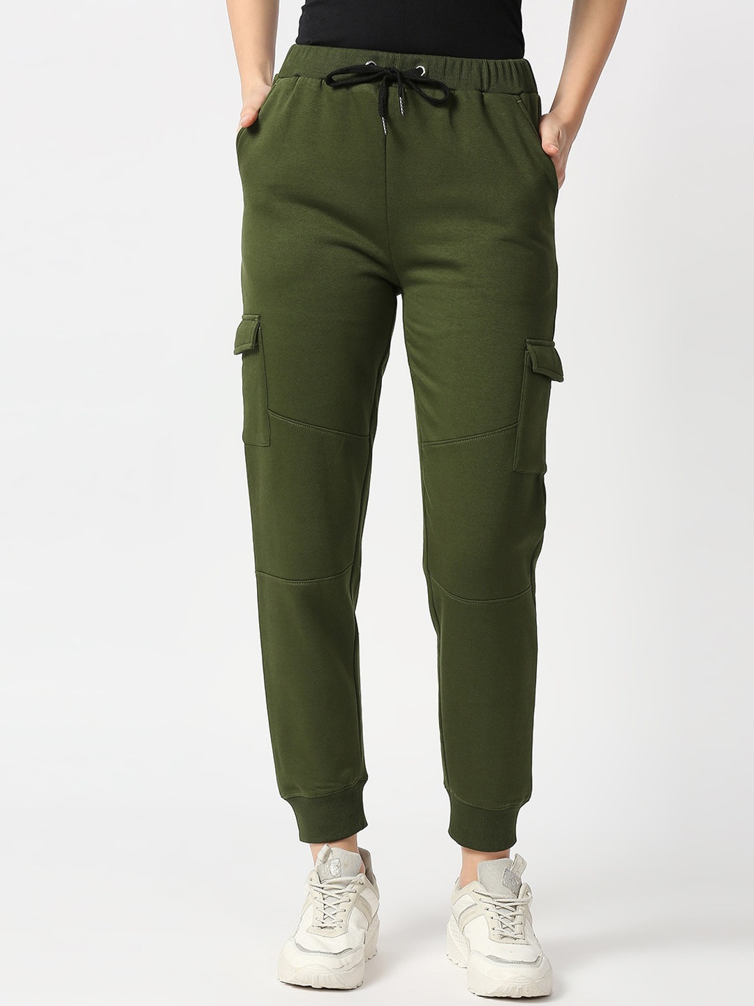 

Pepe Jeans Women Green Solid Regular-Fit Cotton Joggers