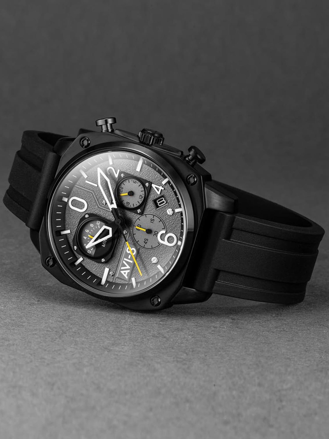 

AVI-8 Men Grey Brass Dial & Black Bracelet Straps Analogue Chronograph Watch- AV-4052-R1