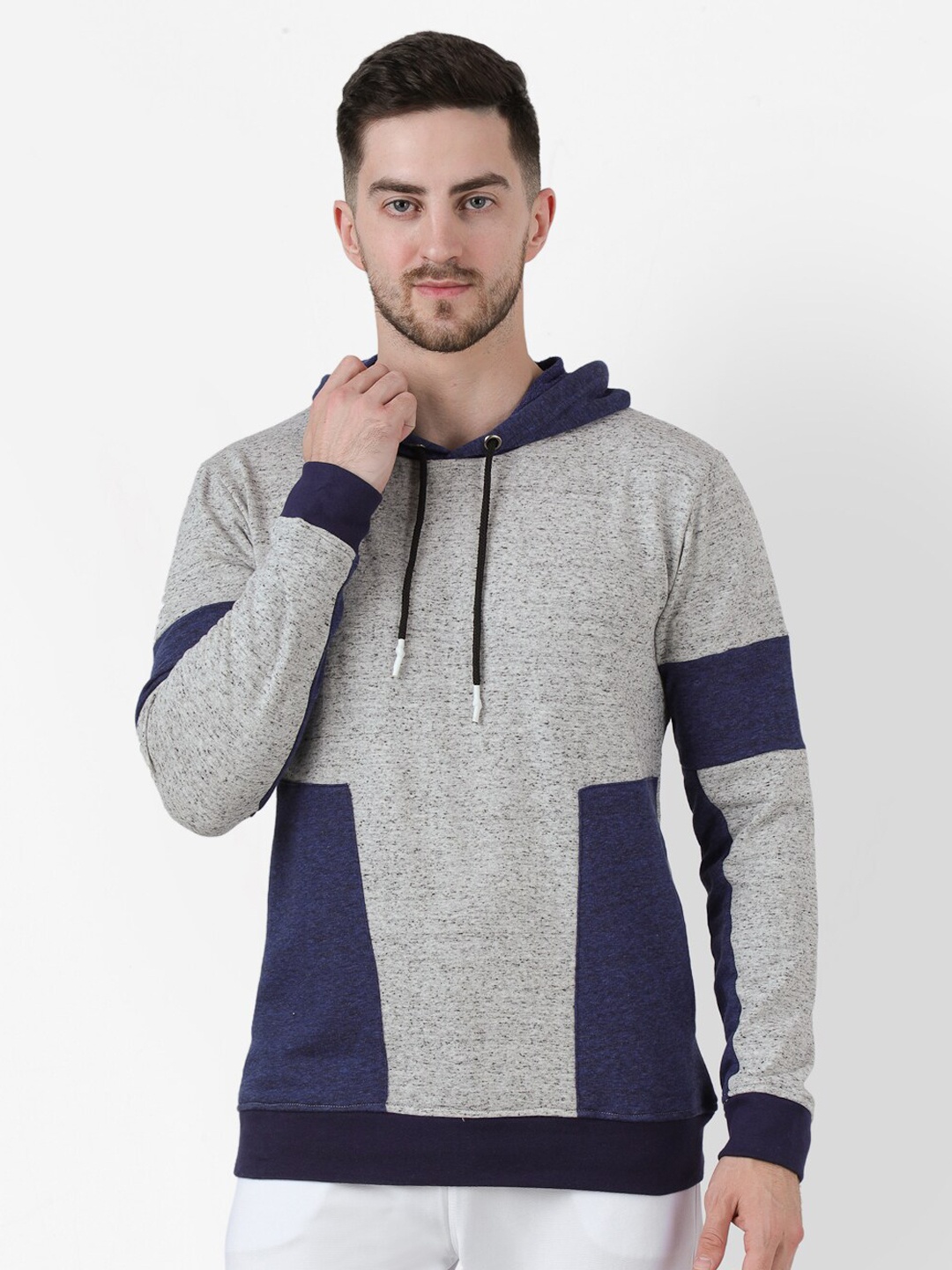 

PAUSE SPORT Men Grey Hooded Cotton Sweatshirt