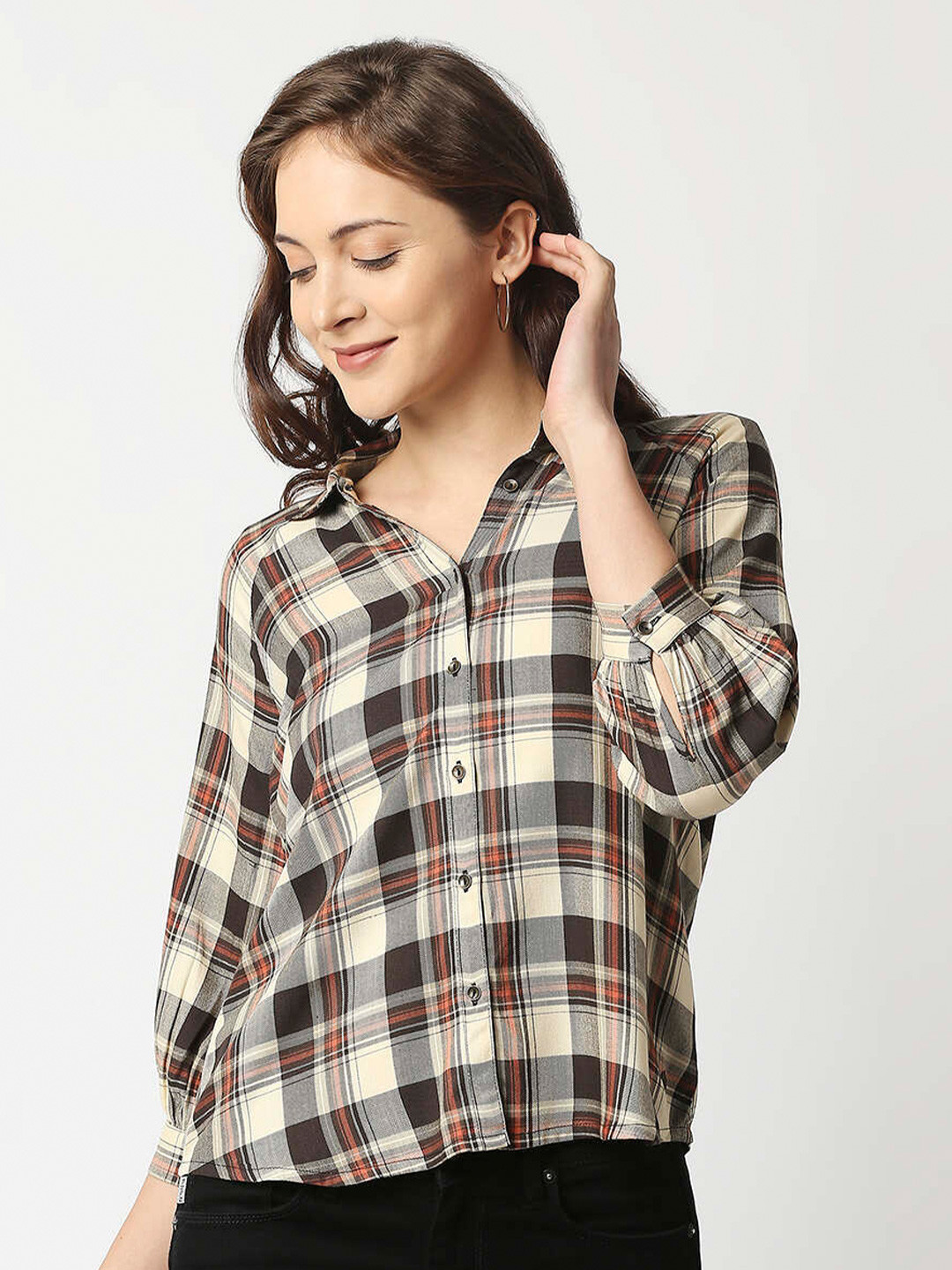 

Pepe Jeans Boxy Fit Tartan Checked Casual Shirt, Brown