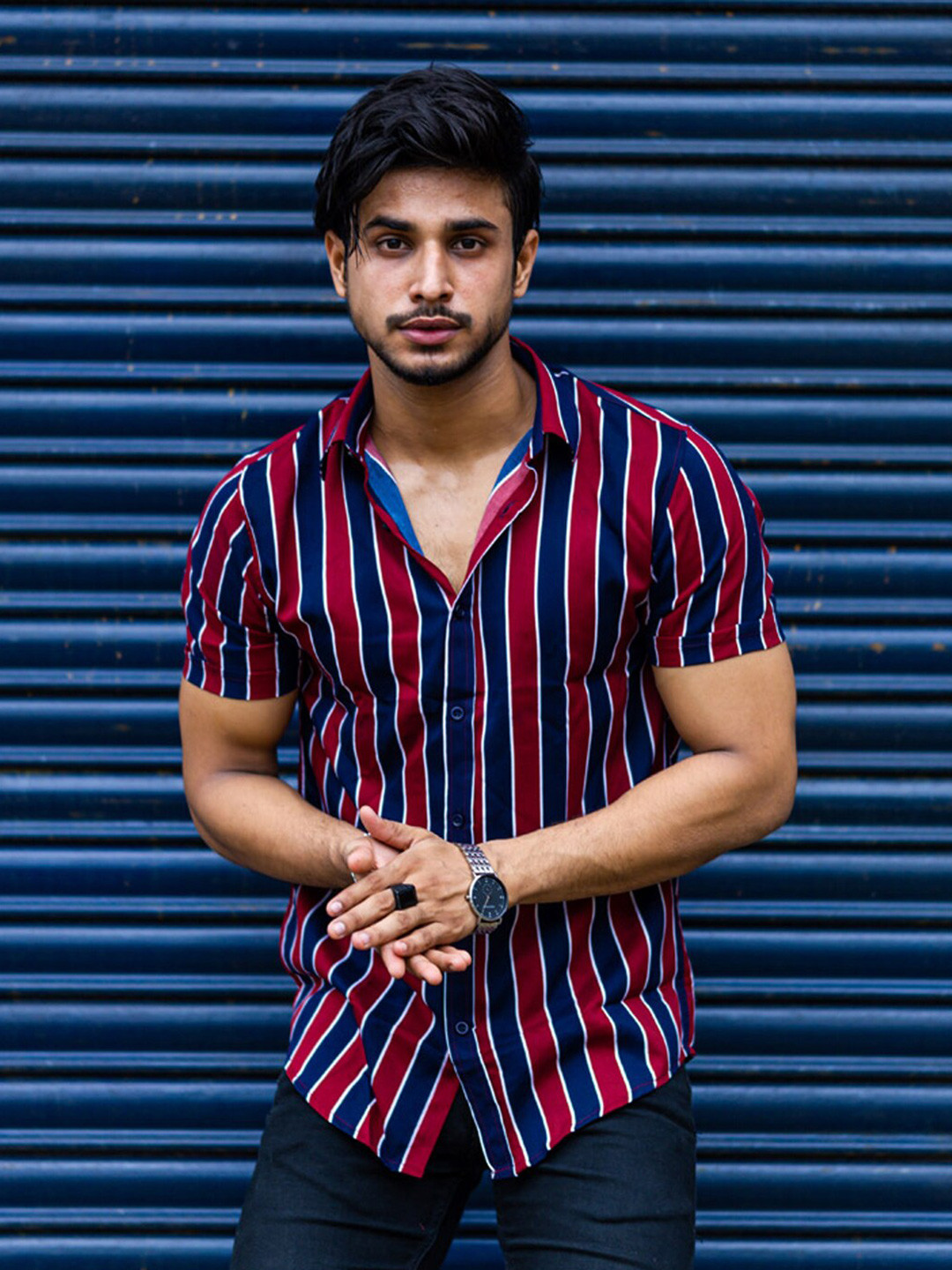 

Powerlook Men Red Slim Fit Striped Casual Shirt
