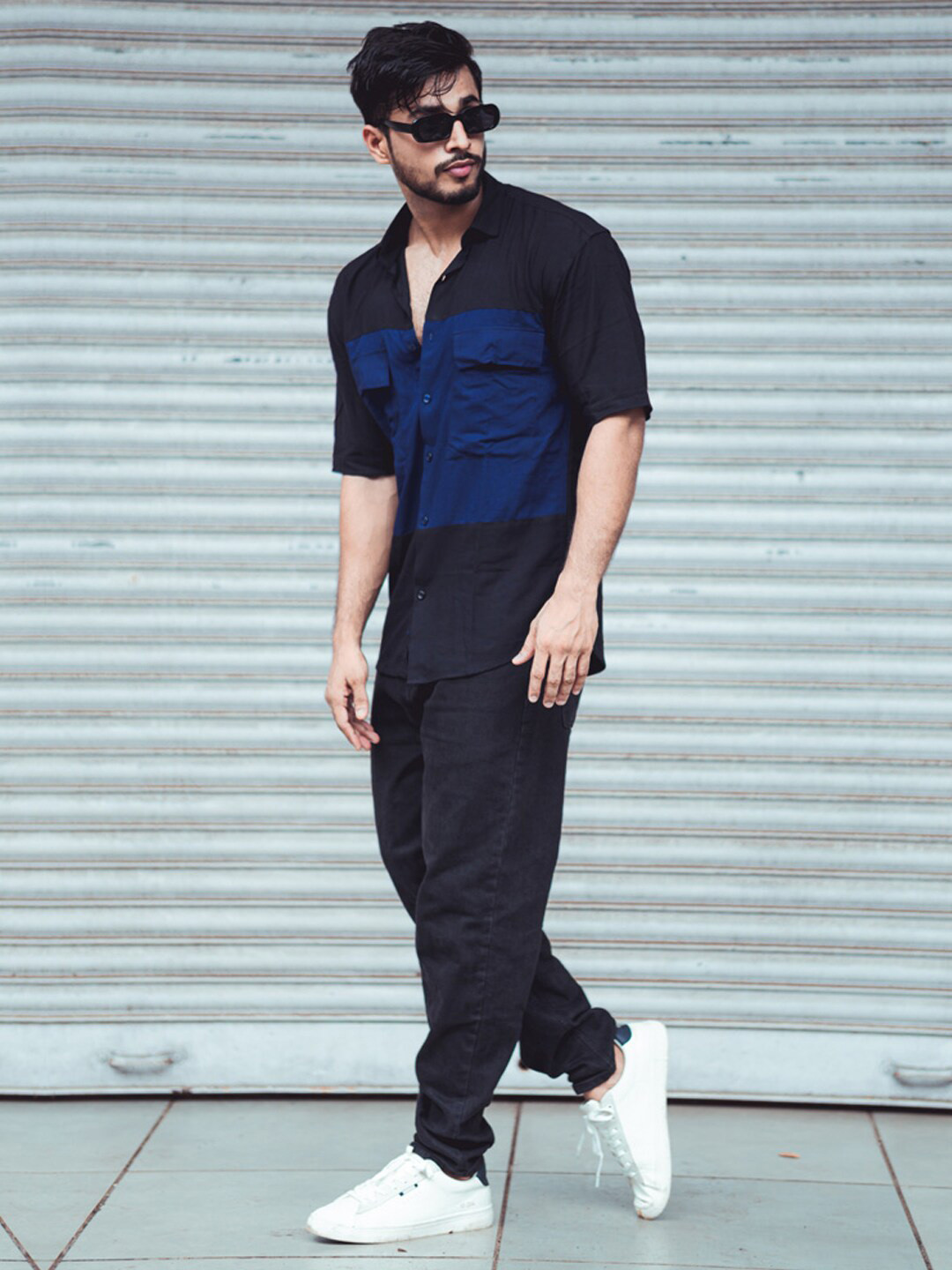

Powerlook Men Black Slim Fit Colourblocked Casual Shirt
