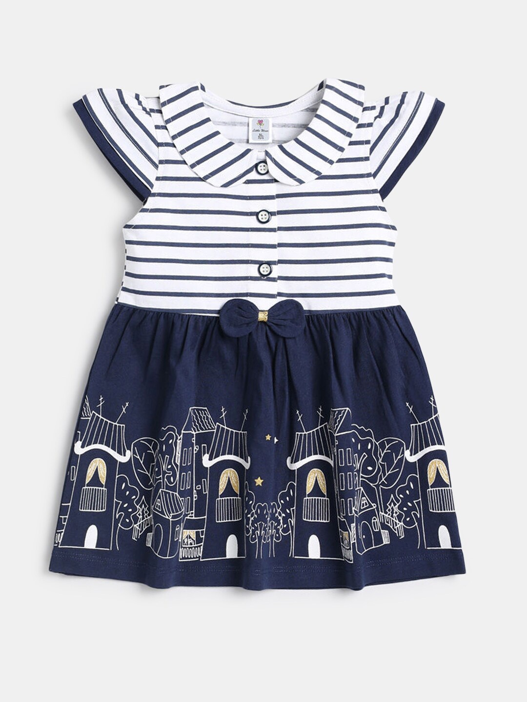 

Hopscotch Blue & White Peter Pan Collar A-Line Dress