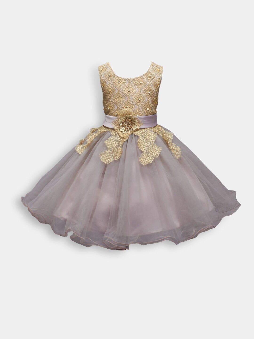 

Hopscotch Self Design Sleeveless Fit and Flare Dress, Lavender