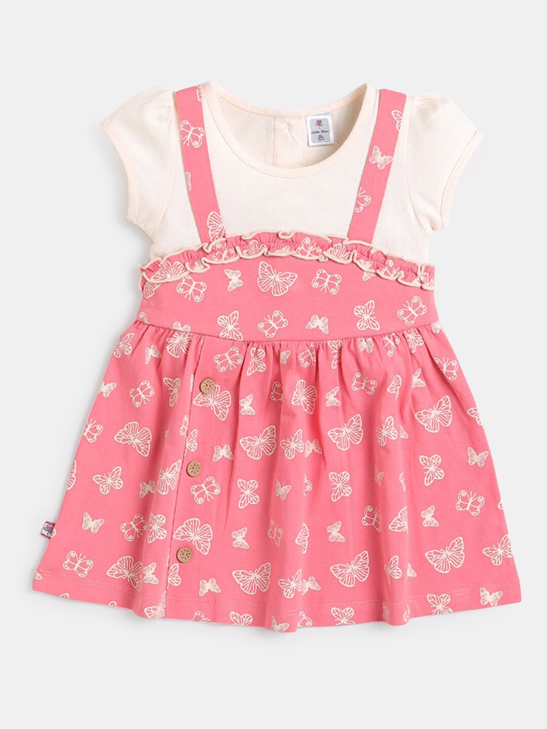 

Hopscotch Pink & Cream-Coloured A-Line Dress