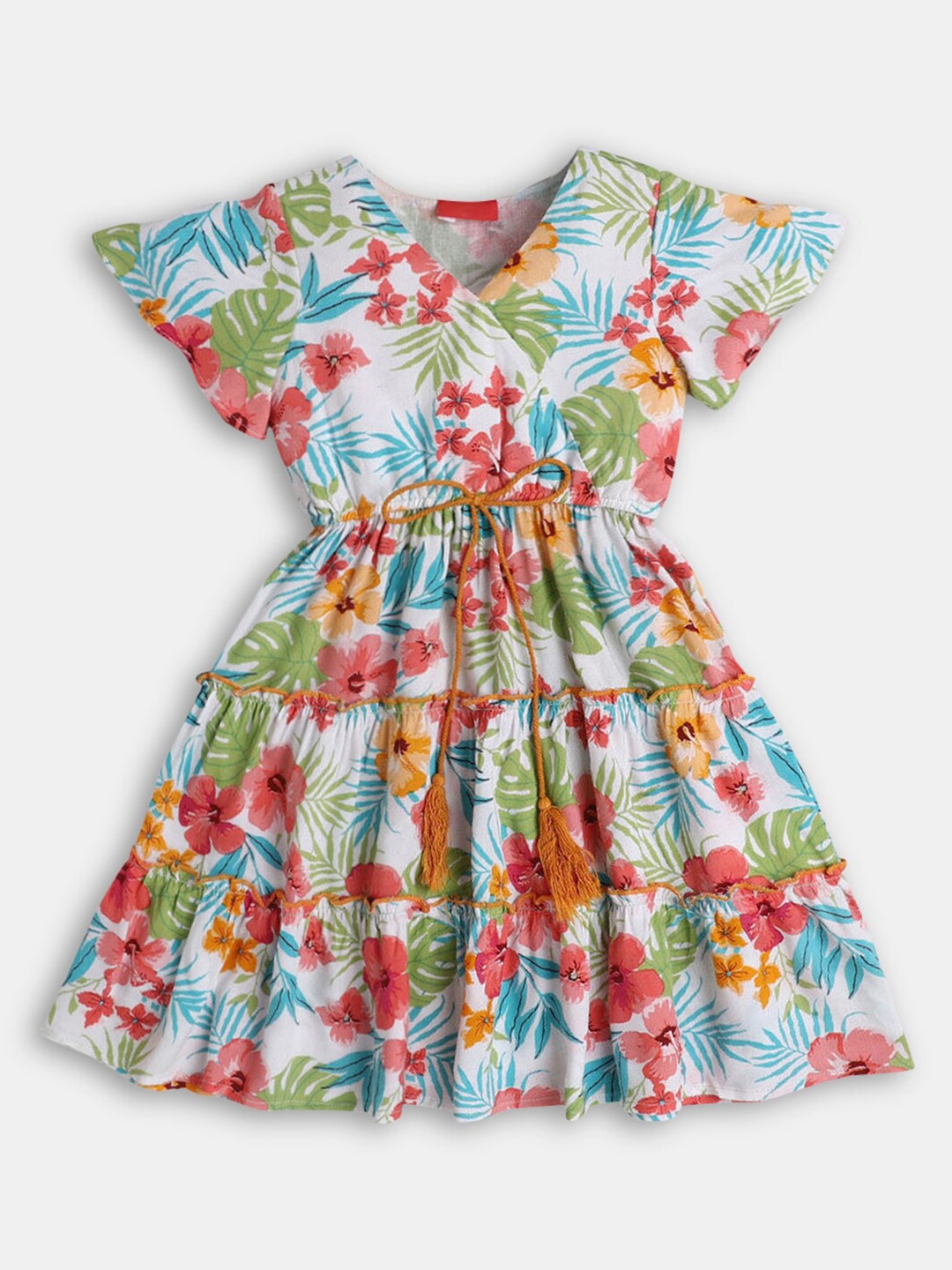 

Hopscotch Girls Blue & Red Floral Cotton Dress