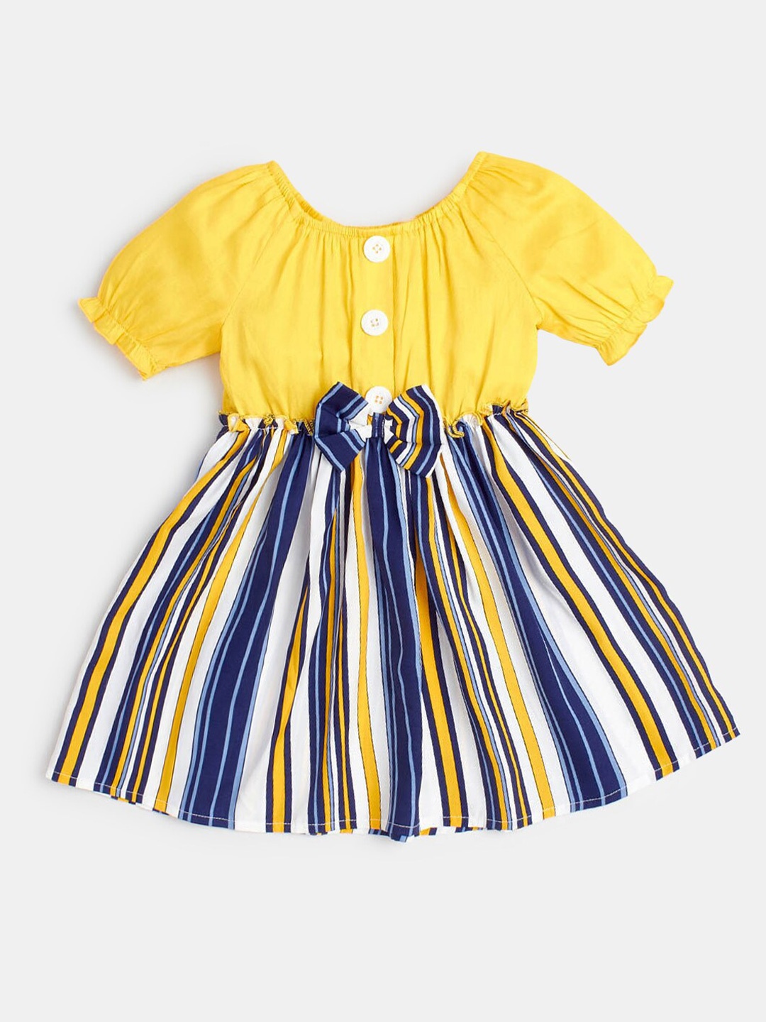 

Hopscotch Girls Yellow & Blue Striped Dress