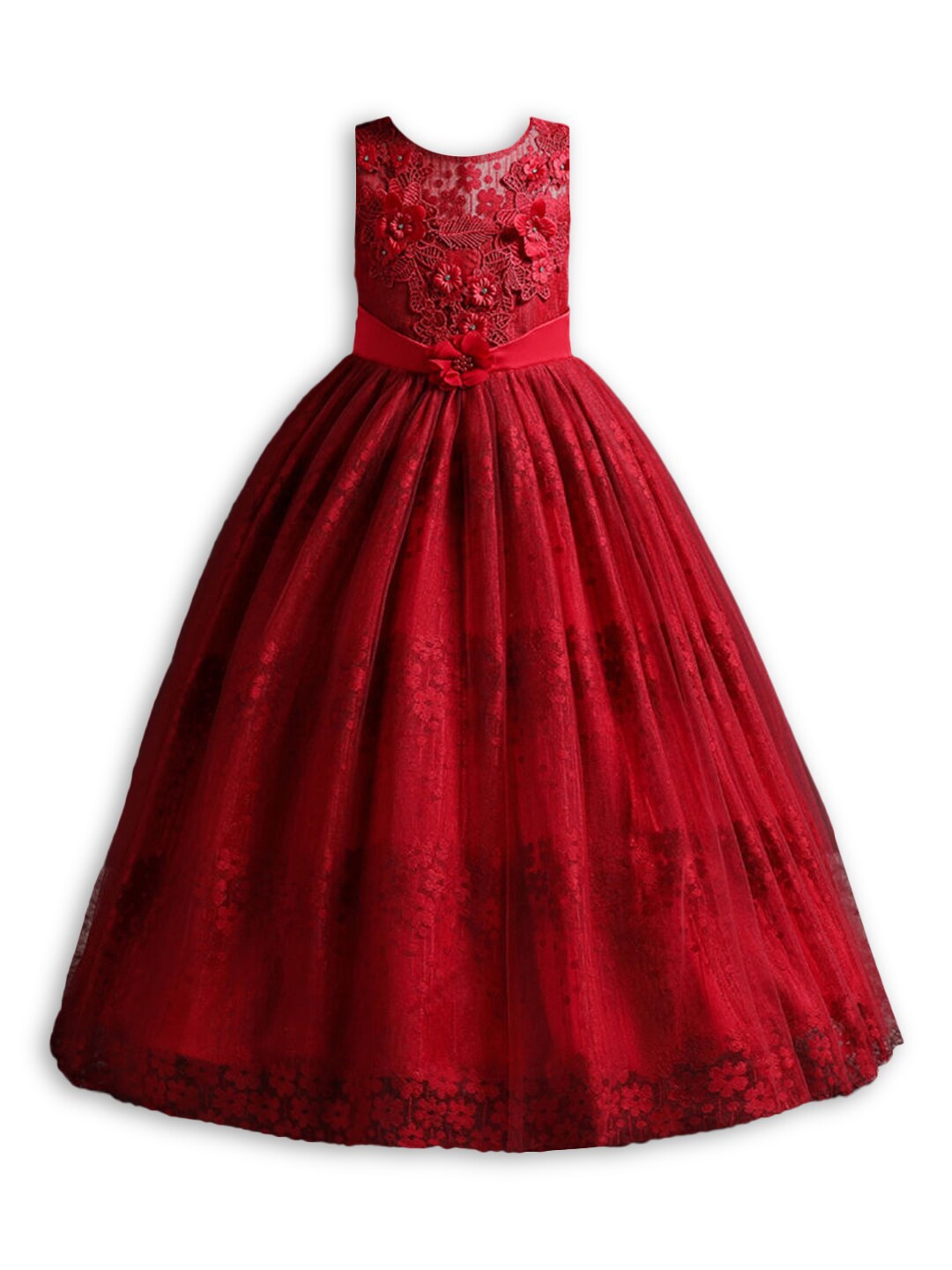 

Hopscotch Girls Red Floral Applique Maxi Maxi Dress