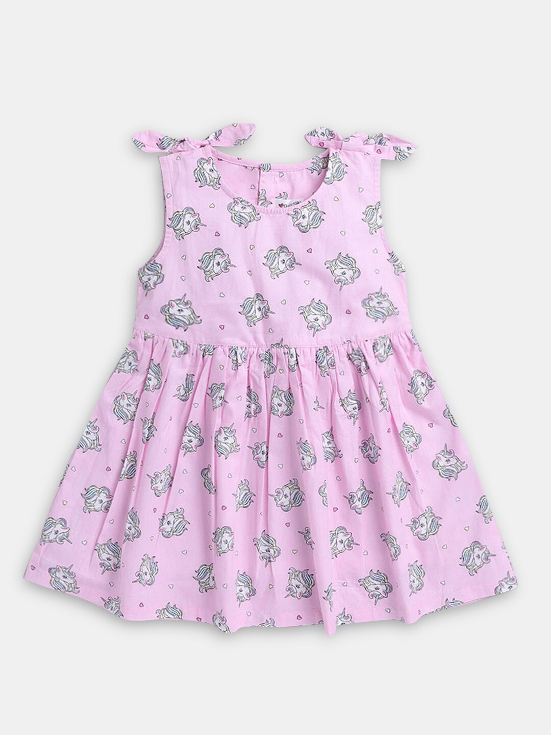 

Hopscotch Girls Pink & Grey A-Line Cotton Dress