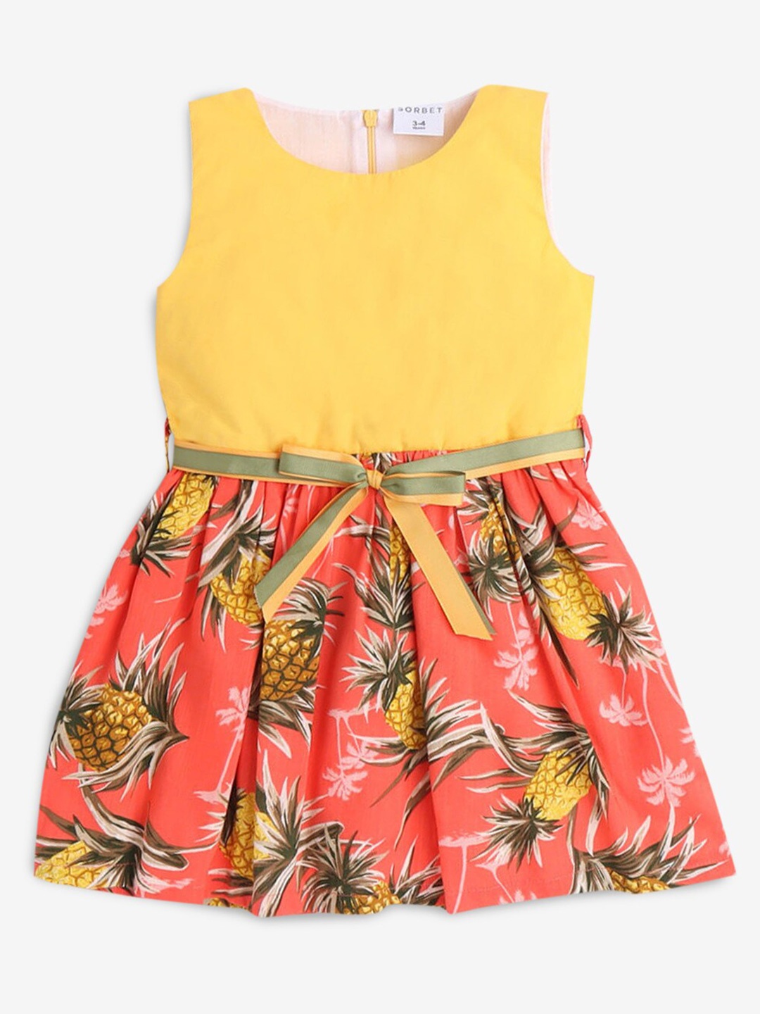 

Hopscotch Girls Yellow & Peach CottonDress