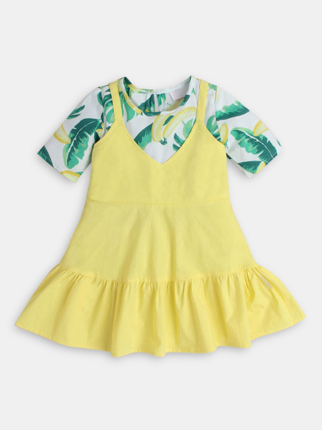 

Hopscotch Girls Yellow & White Pinafore Cotton Dress