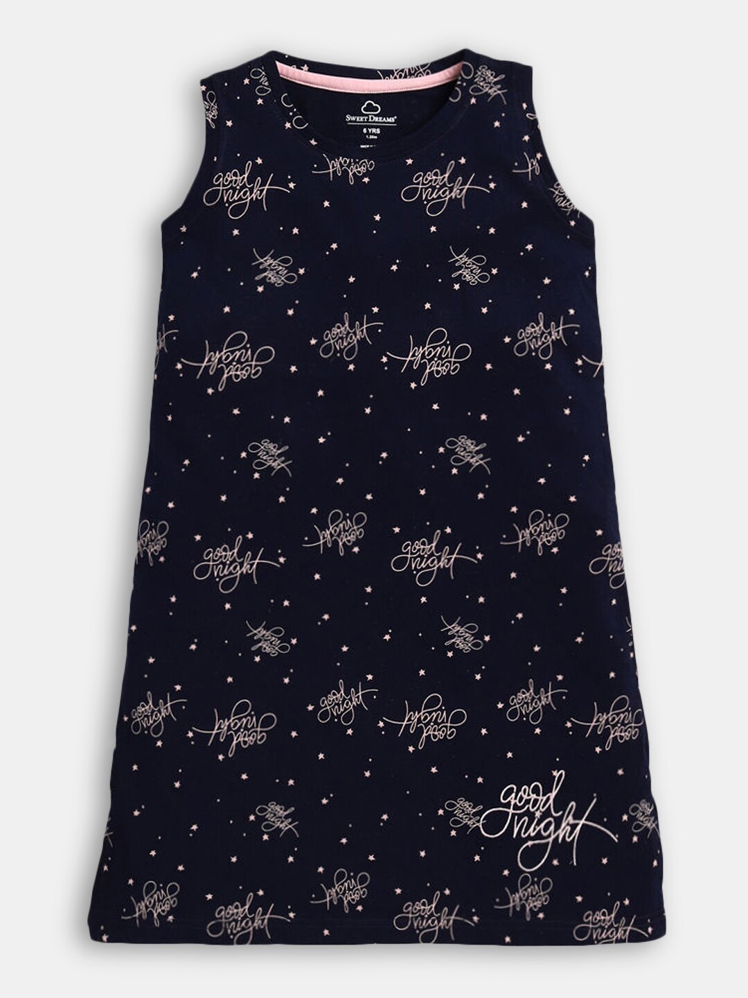 

Hopscotch Girls Navy Blue Pure Cotton Conversational Printed Nightdress
