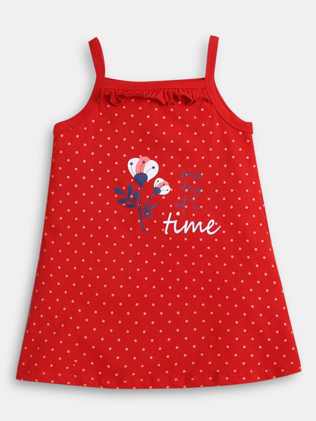 

Hopscotch Girls Red & Black A-Line Cotton Dress