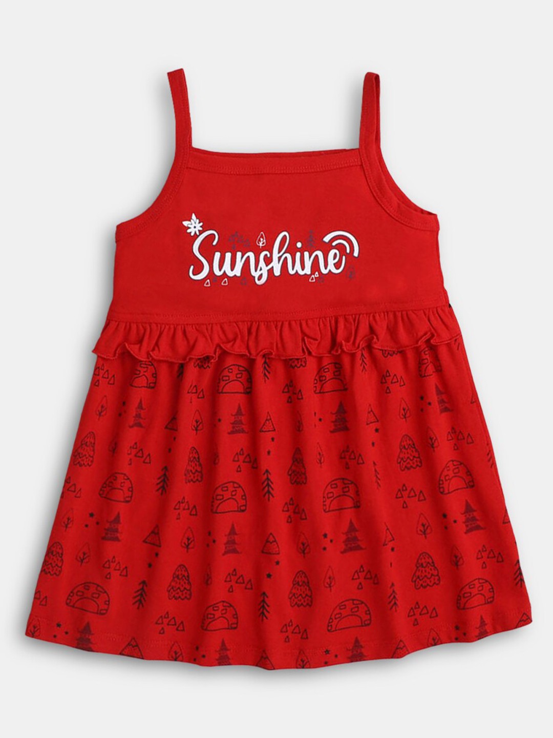 

Hopscotch Girls Red & Black A-Line Cotton Dress