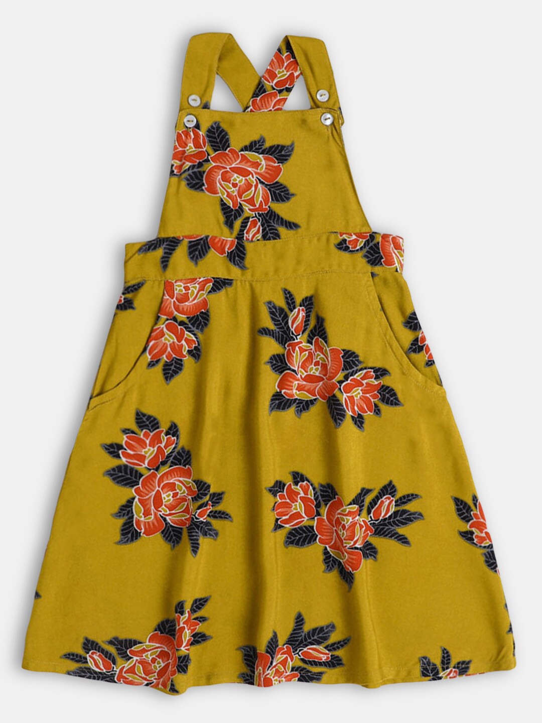 

Hopscotch Girls Yellow & Blue Floral Pinafore Dress