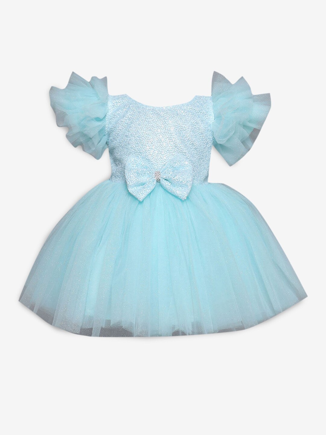 

Hopscotch Infants Girls Blue & White Embellished Dress