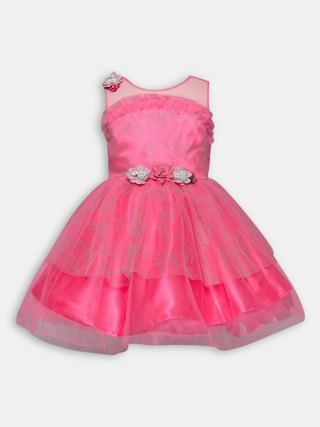 

Hopscotch Girls Pink Applique Peplum Dress