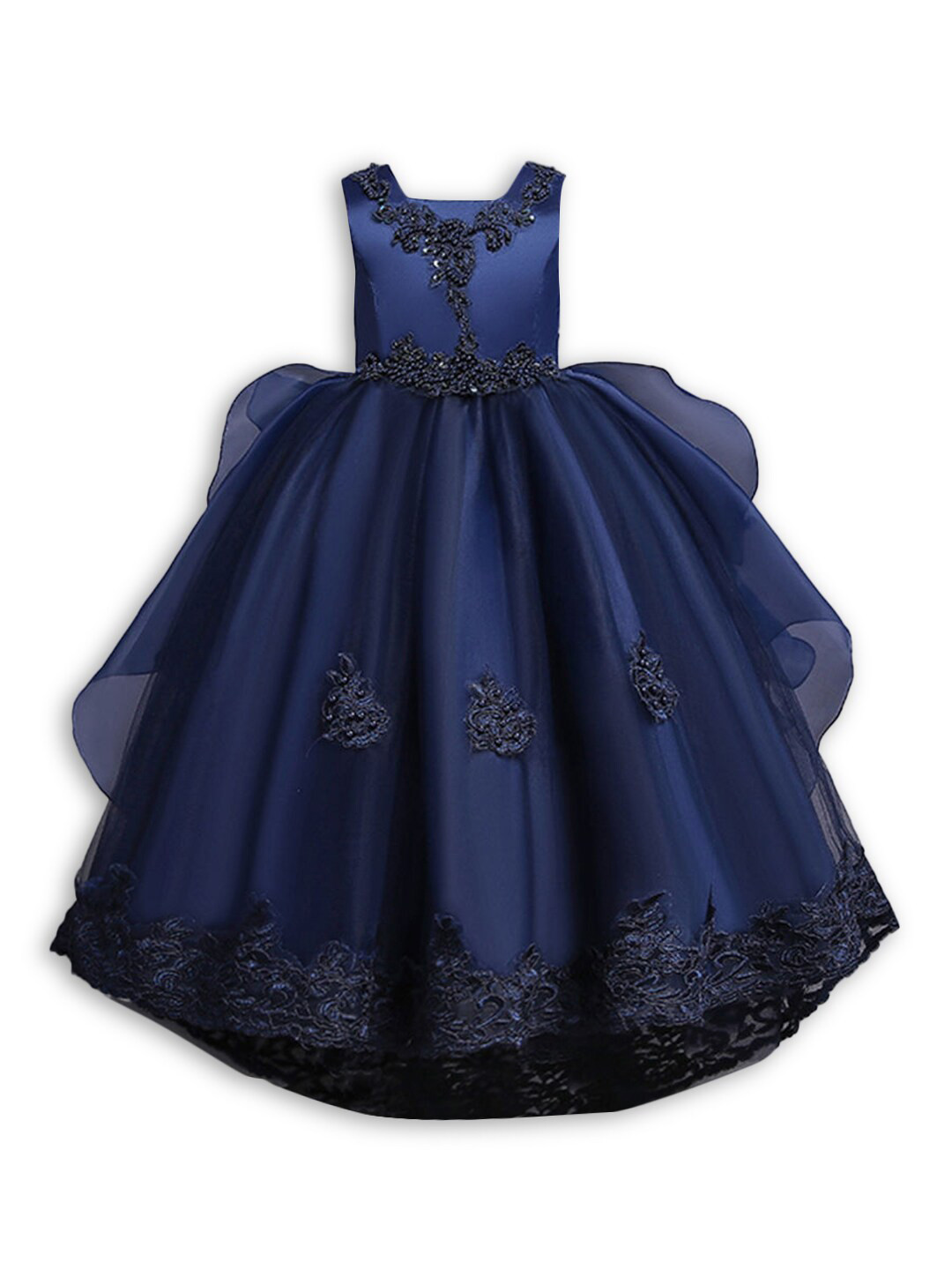 

Hopscotch Girls Blue Floral Embroidered Maxi Dress