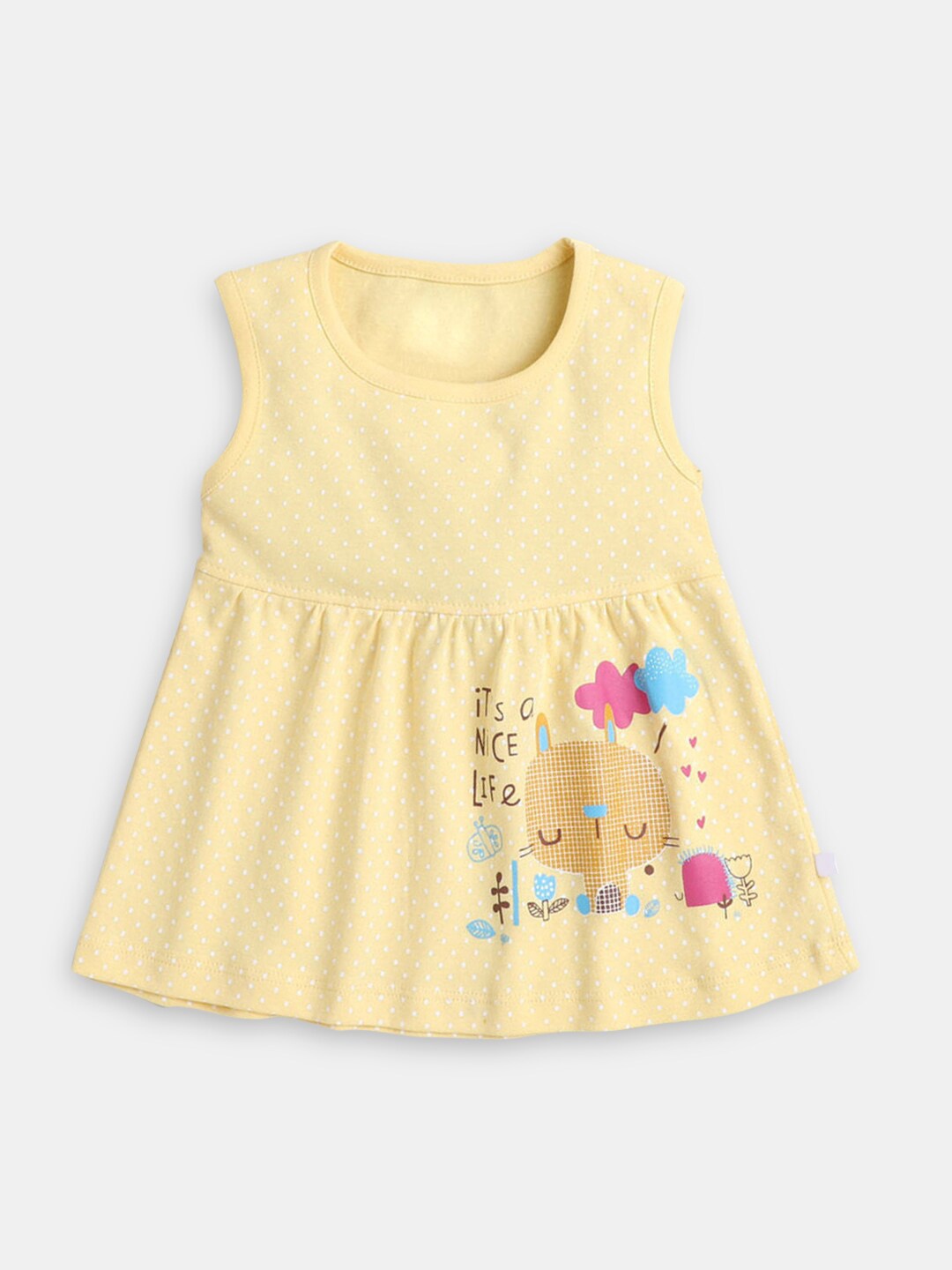 

Hopscotch Girls Yellow & Pink Cotton Dress