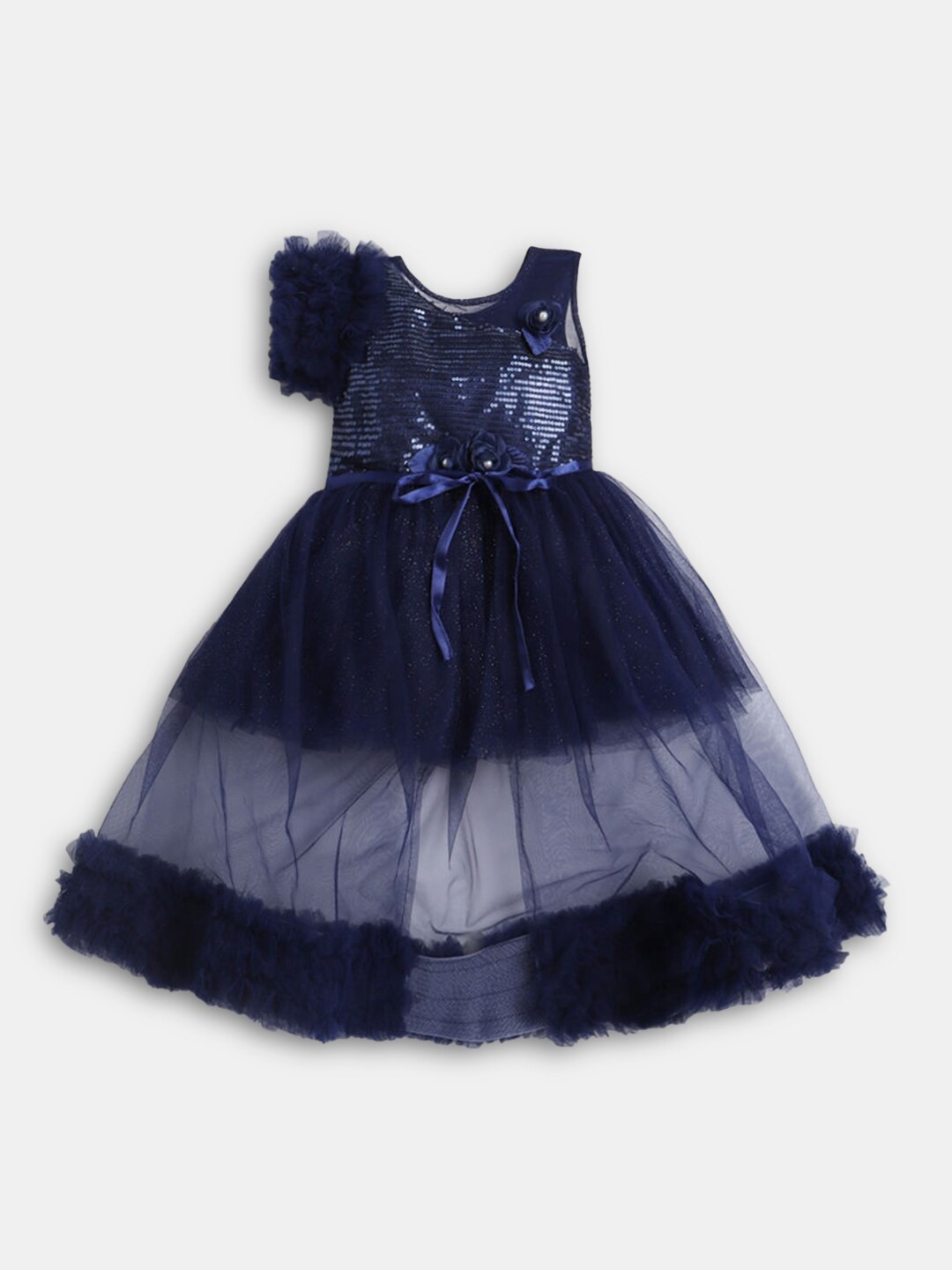

Hopscotch Girls Blue & White Embellished Dress