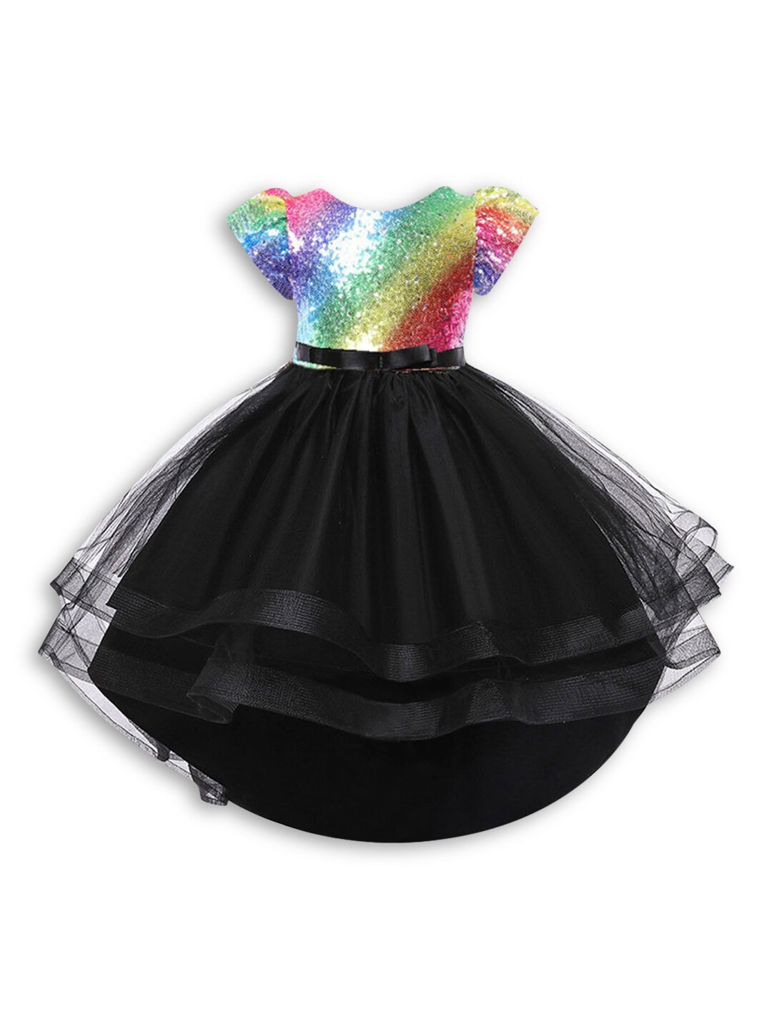 

Hopscotch Girls Black & Yellow Embellished Dress