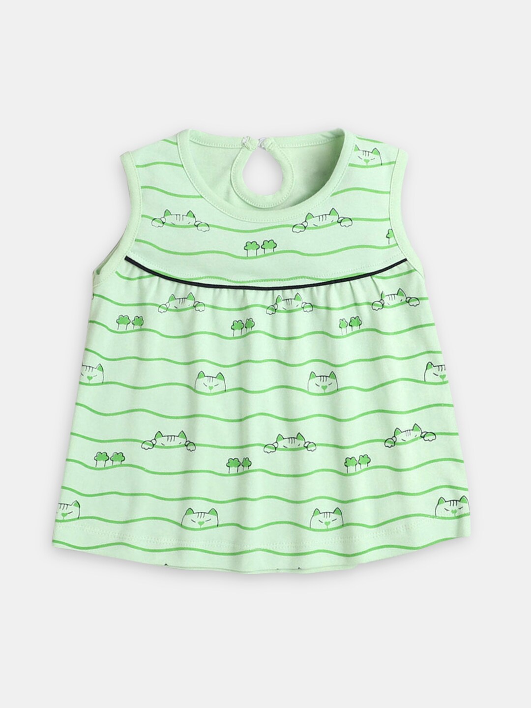 

Hopscotch Infant Girls Sea Green Printed Cotton A-Line Dress
