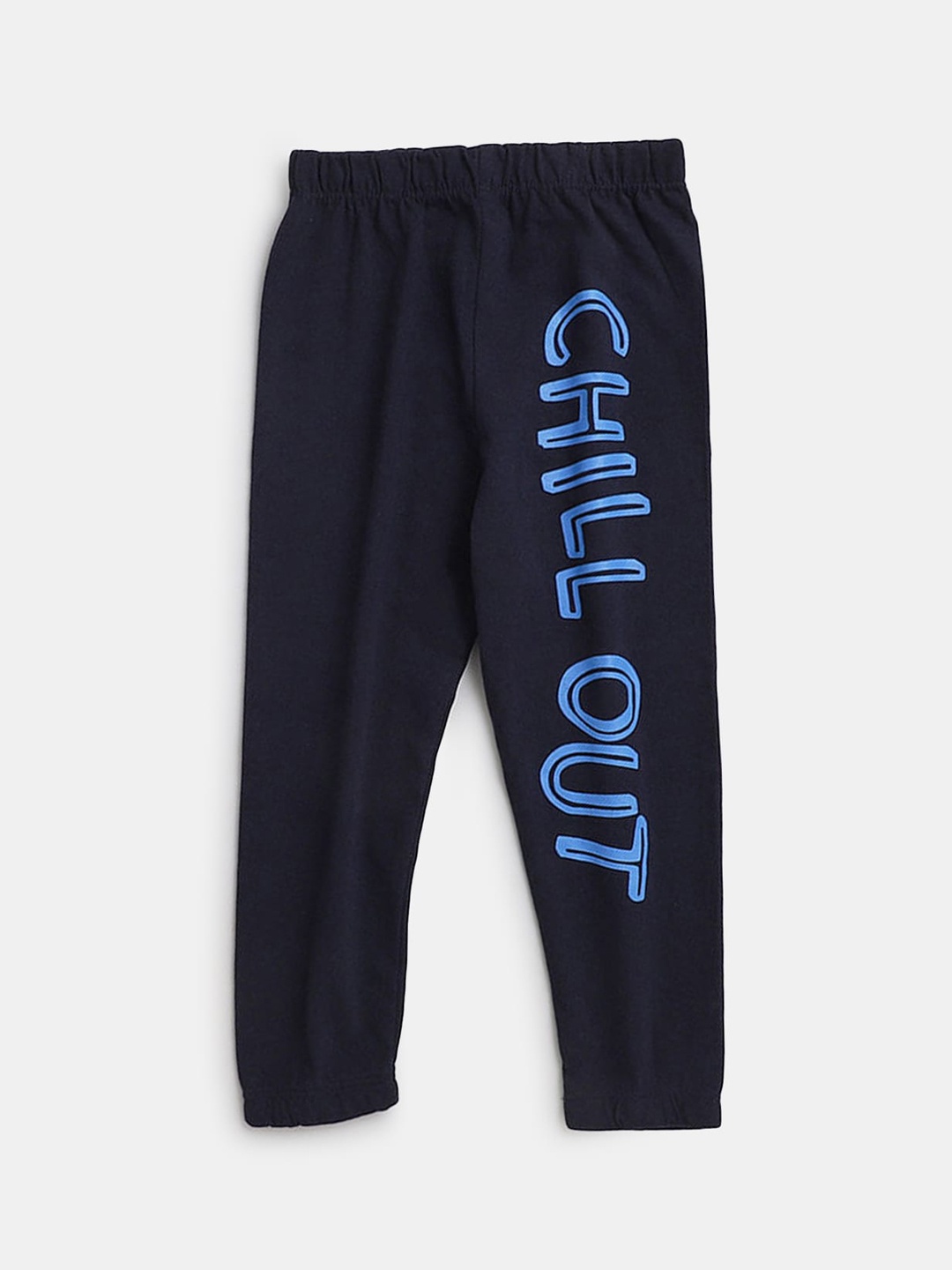 

Hopscotch Boys Blue Text Printed Cotton Jogger