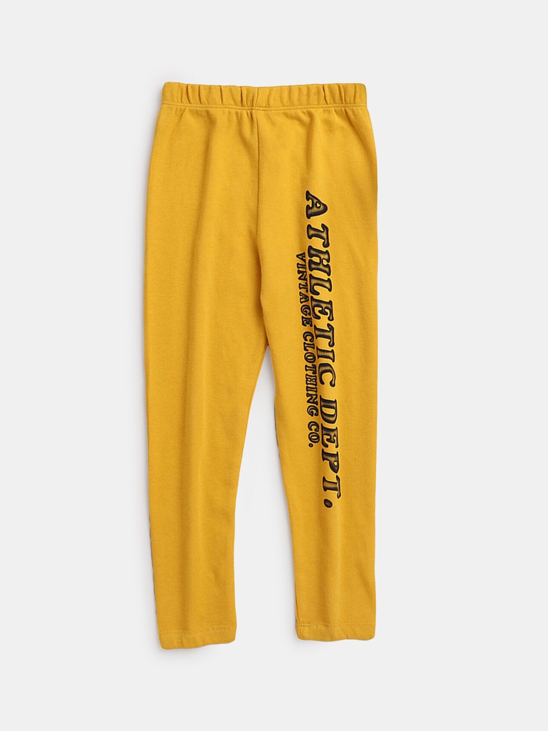 

Hopscotch Boys Yellow Text Printed Cotton Track Pant