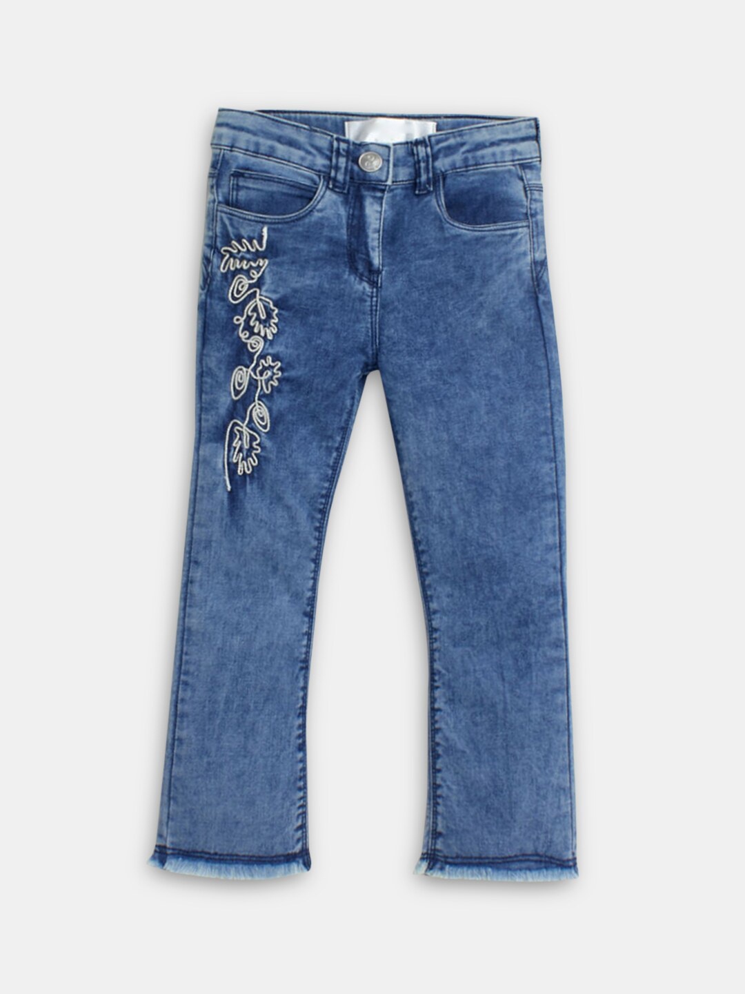 

Hopscotch Girls Blue Embroidered Medium Shade Jeans