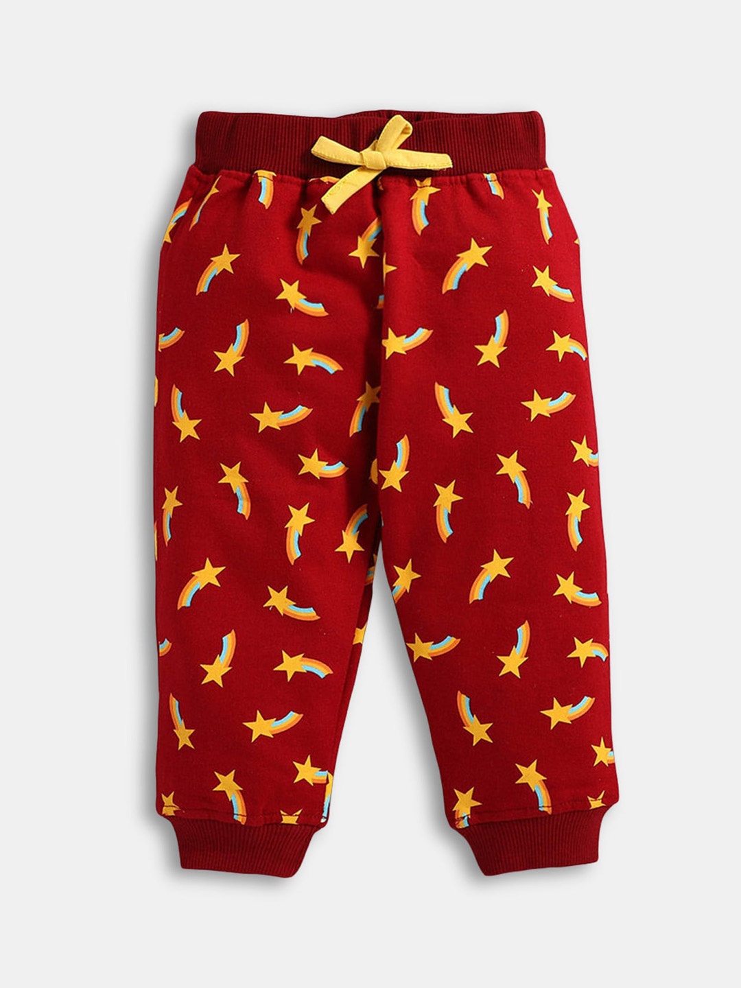 

Hopscotch Infants Boys Red Printed Cotton Jogger