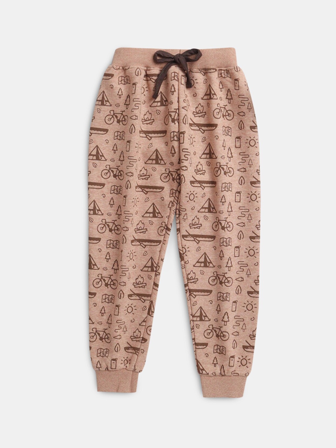 

Hopscotch Infant Boys Brown Printed Cotton Jogger