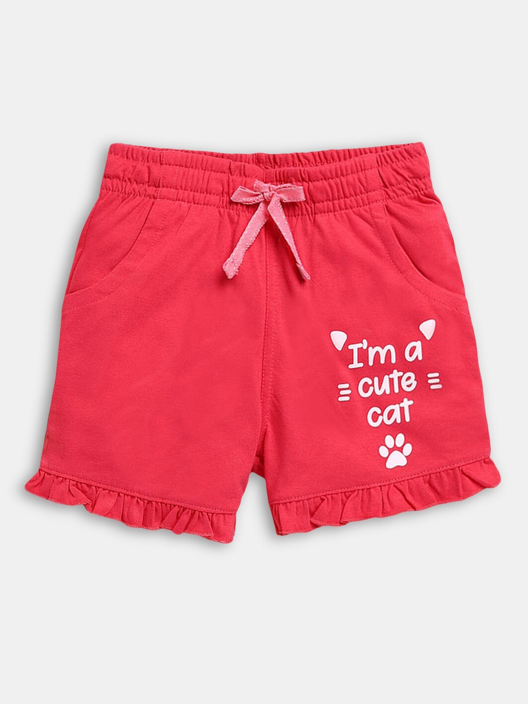 

Hopscotch Girls Pink Typography Printed Cotton Short