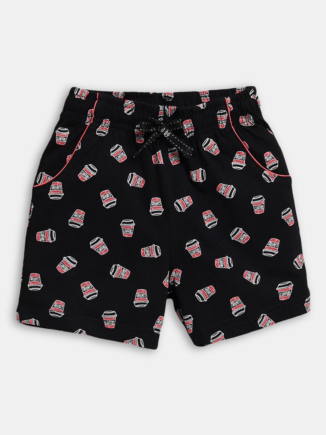 

Hopscotch Girls Black Conversational Printed Cotton Short