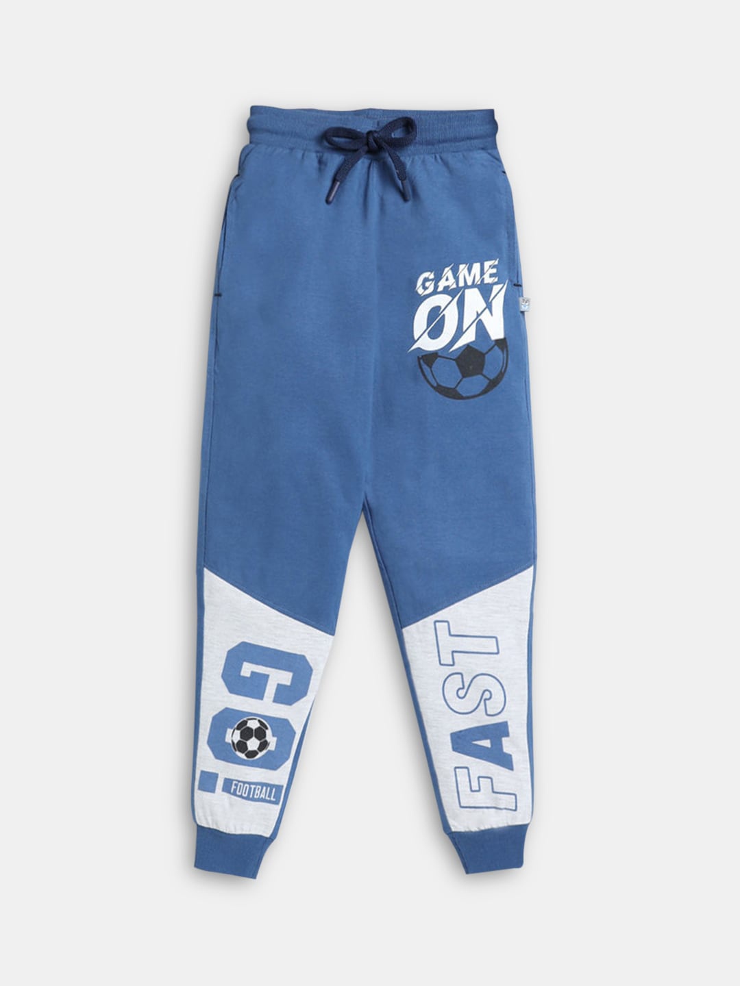 

Hopscotch Boys Blue Graphic-Printed Cotton Jogger