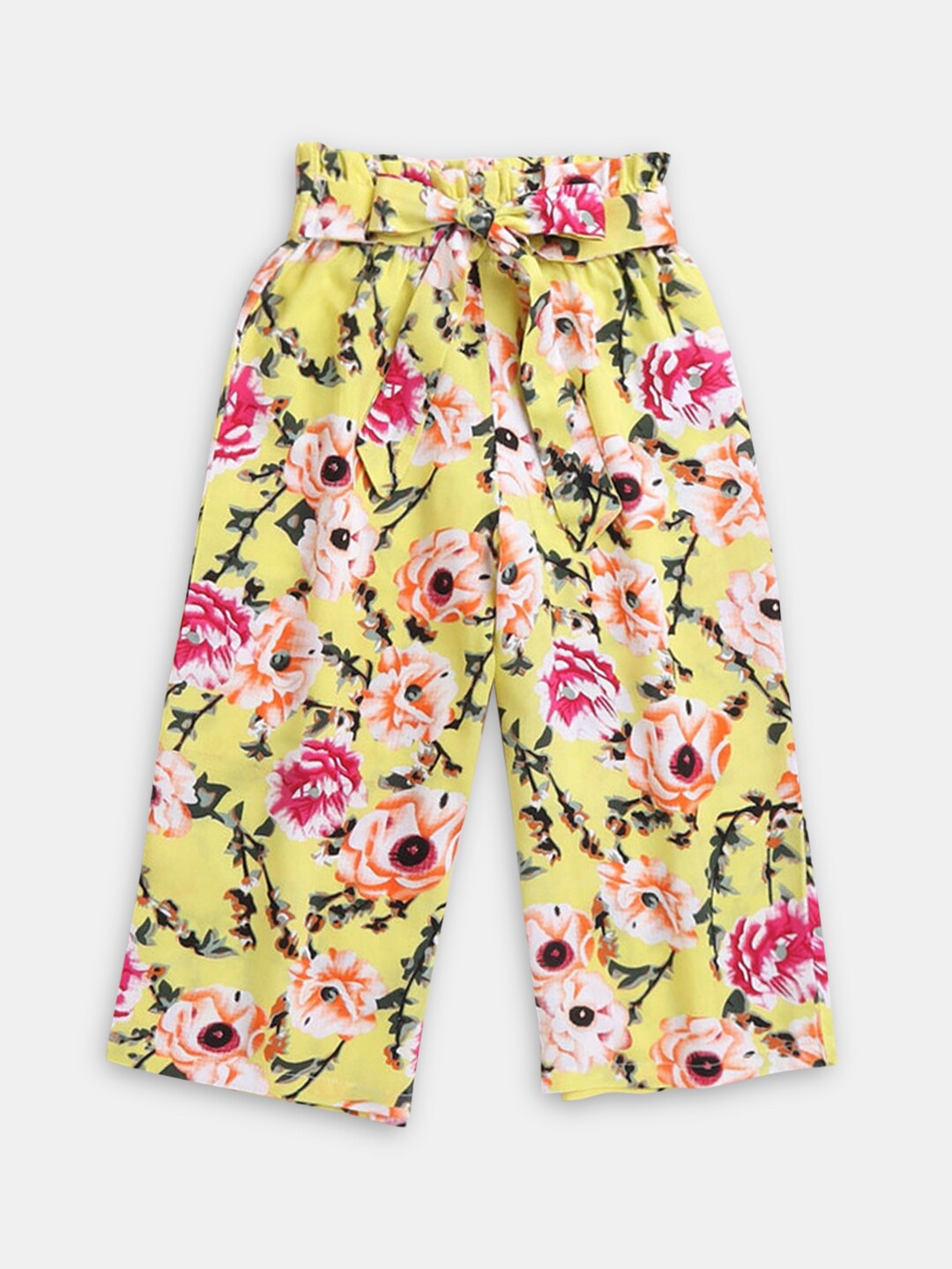 

Hopscotch Girls Yellow & Pink Floral Printed Culottes Trousers